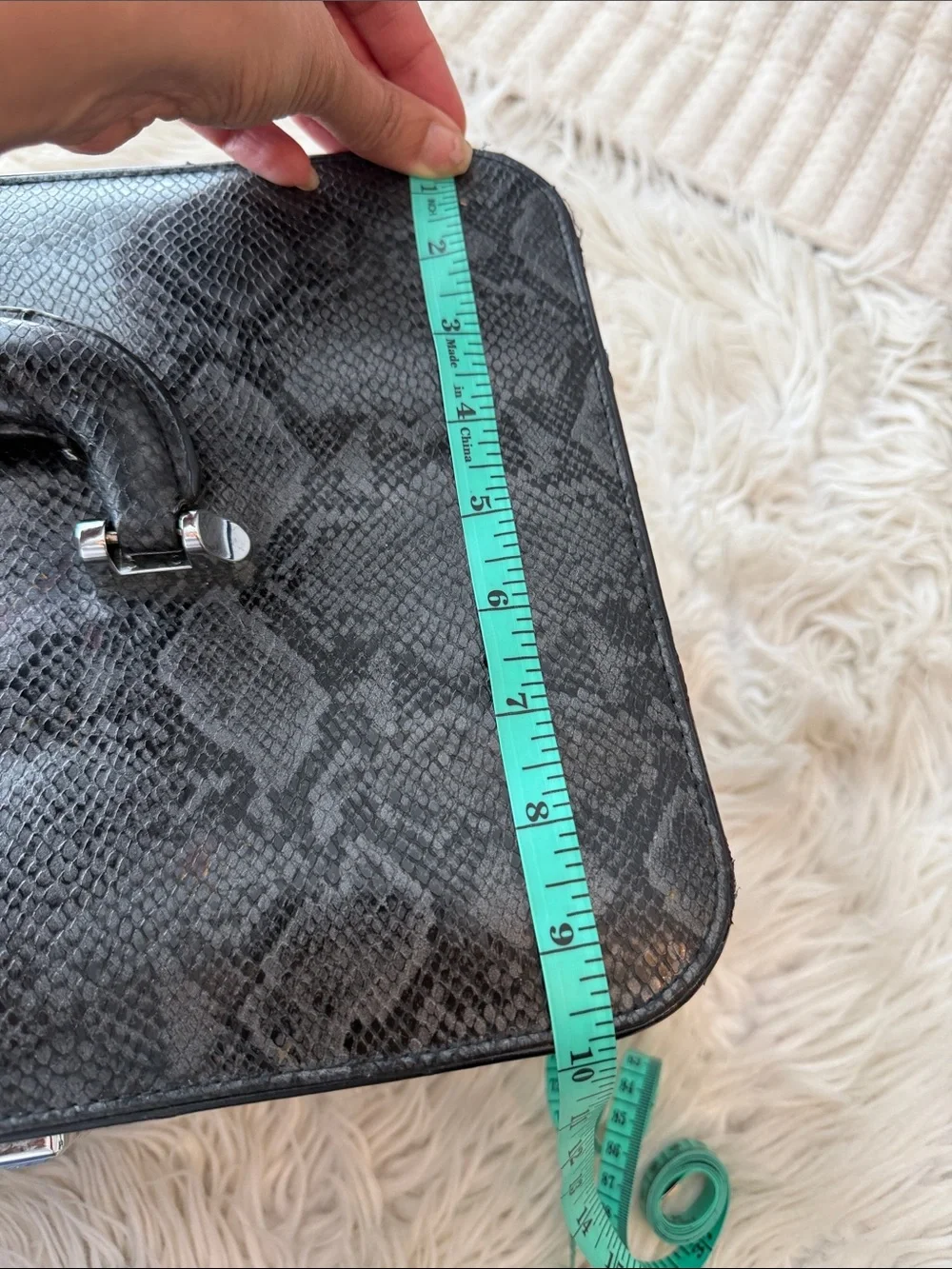 Black Faux Snakeskin Train Case